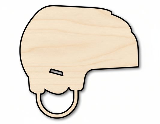 Wood Hockey Helmet Shape DIY Craft Cutout Blank Door Hanger Wooden Cutout Cut Outs - Unfinished - NameSigns.com