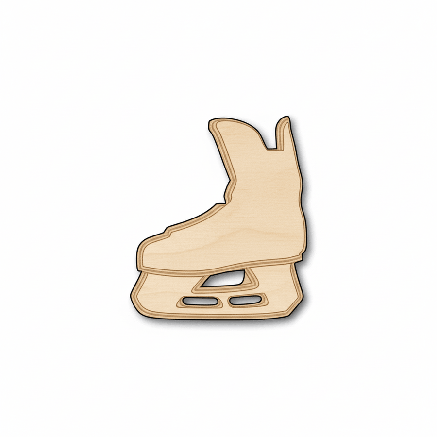 Wood Hockey Skate Shape - Craft - Blank Door Hanger Wooden Cutout Cut Outs - Unfinished - NameSigns.com