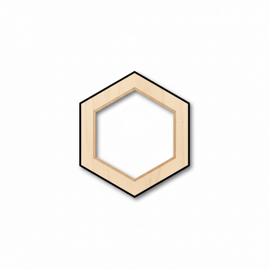 Wood Hollow Hexagon Honeycomb Shape - Craft - Blank Door Hanger Wooden Cutout Cut Outs - Unfinished - NameSigns.com