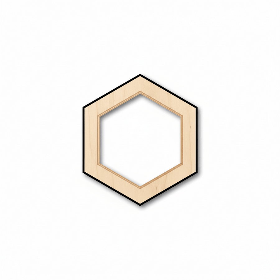 Wood Hollow Hexagon Honeycomb Shape - Craft - Blank Door Hanger Wooden Cutout Cut Outs - Unfinished - NameSigns.com