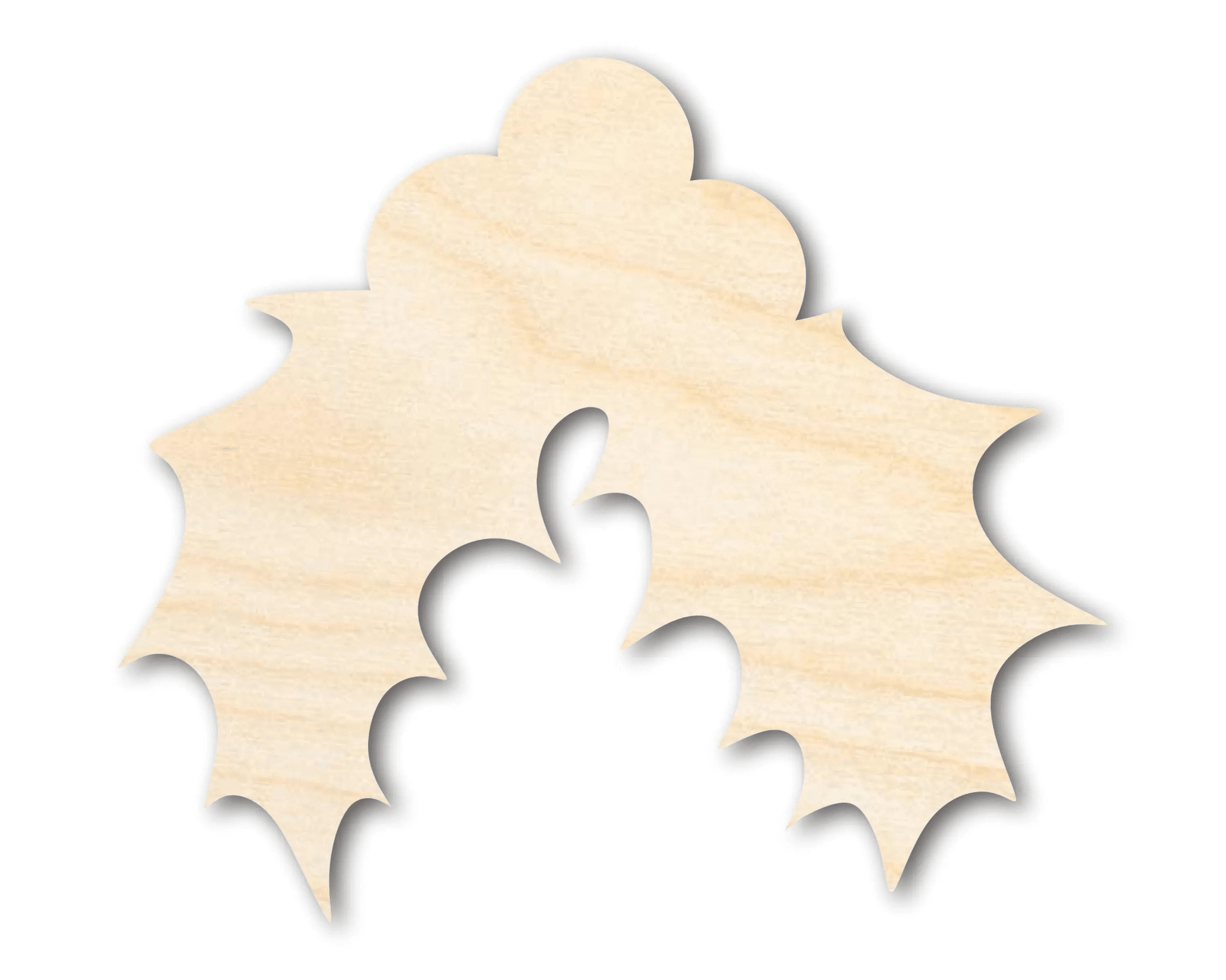 Wood Holly – Large Wooden Craft Cutout | Holiday DIY Decoration Blank Door Hanger Wooden Cutout Cut Outs - Unfinished - NameSigns.com