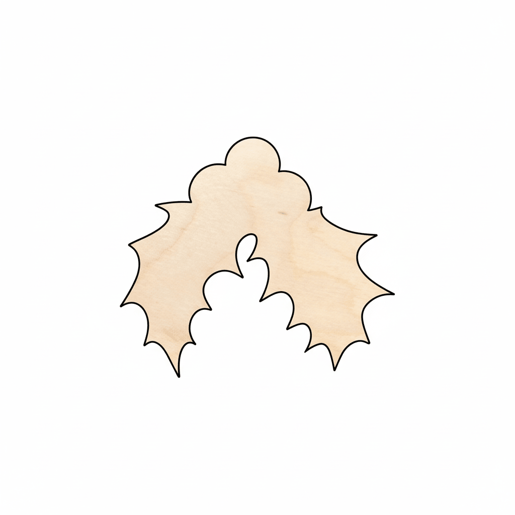 Wood Holly – Laser Cut Plywood Christmas Wood Cutouts for DIY Crafts Blank Door Hanger Wooden Cutout Cut Outs - Unfinished - NameSigns.com