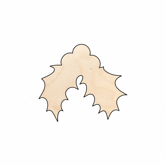 Wood Holly – Laser Cut Plywood Christmas Wood Cutouts for DIY Crafts Blank Door Hanger Wooden Cutout Cut Outs - Unfinished - NameSigns.com