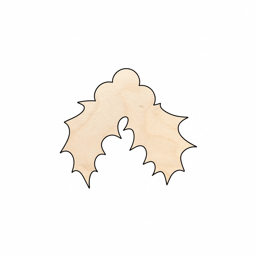 Wood Holly – Laser Cut Plywood Christmas Wood Cutouts for DIY Crafts Blank Door Hanger Wooden Cutout Cut Outs - Unfinished - NameSigns.com