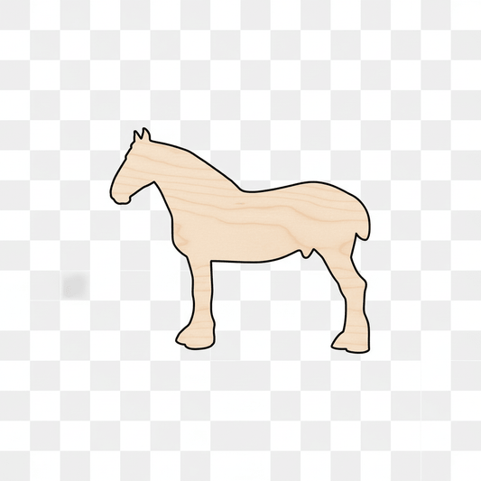Wood Horse - Clydesdale Silhouette Craft Shape Up to 46" | DIY Wood Art Blank Door Hanger Wooden Cutout Cut Outs - Unfinished - NameSigns.com