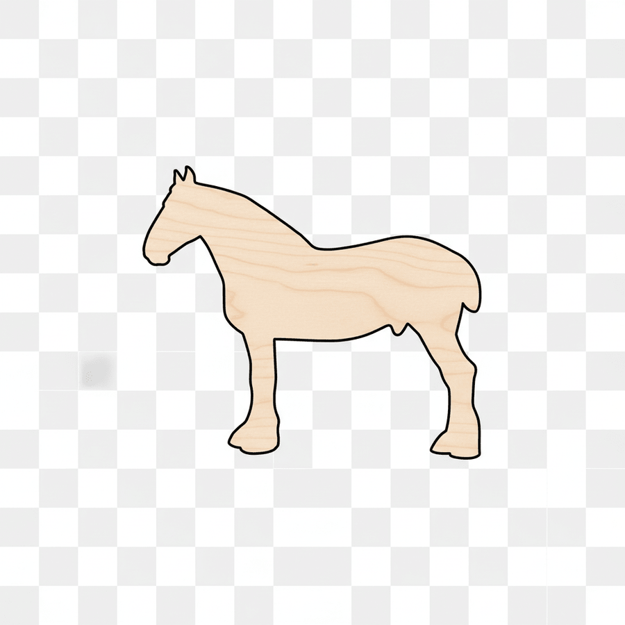Wood Horse - Clydesdale Silhouette Craft Shape Up to 46" | DIY Wood Art Blank Door Hanger Wooden Cutout Cut Outs - Unfinished - NameSigns.com