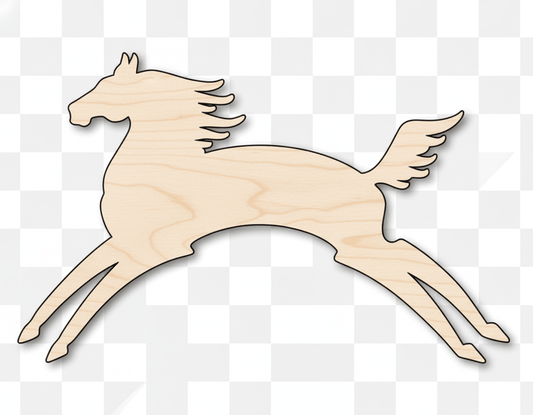 Wood Horse Cutout - Baltic Birch Silhouette for DIY Wood Art Blank Door Hanger Wooden Cutout Cut Outs - Unfinished - NameSigns.com
