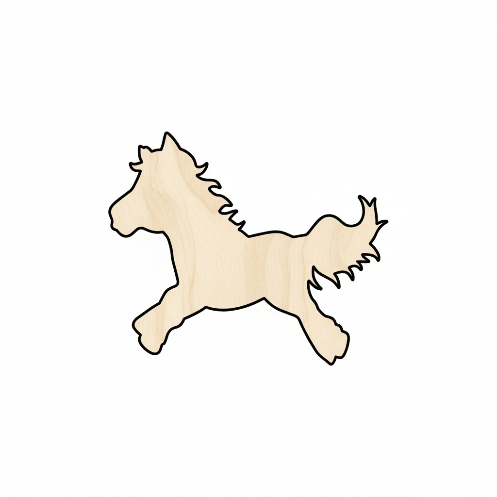 Wood Horse – Paintable Horse Craft Template | Baltic Birch Plywood Cutout Blank Door Hanger Wooden Cutout Cut Outs - Unfinished - NameSigns.com