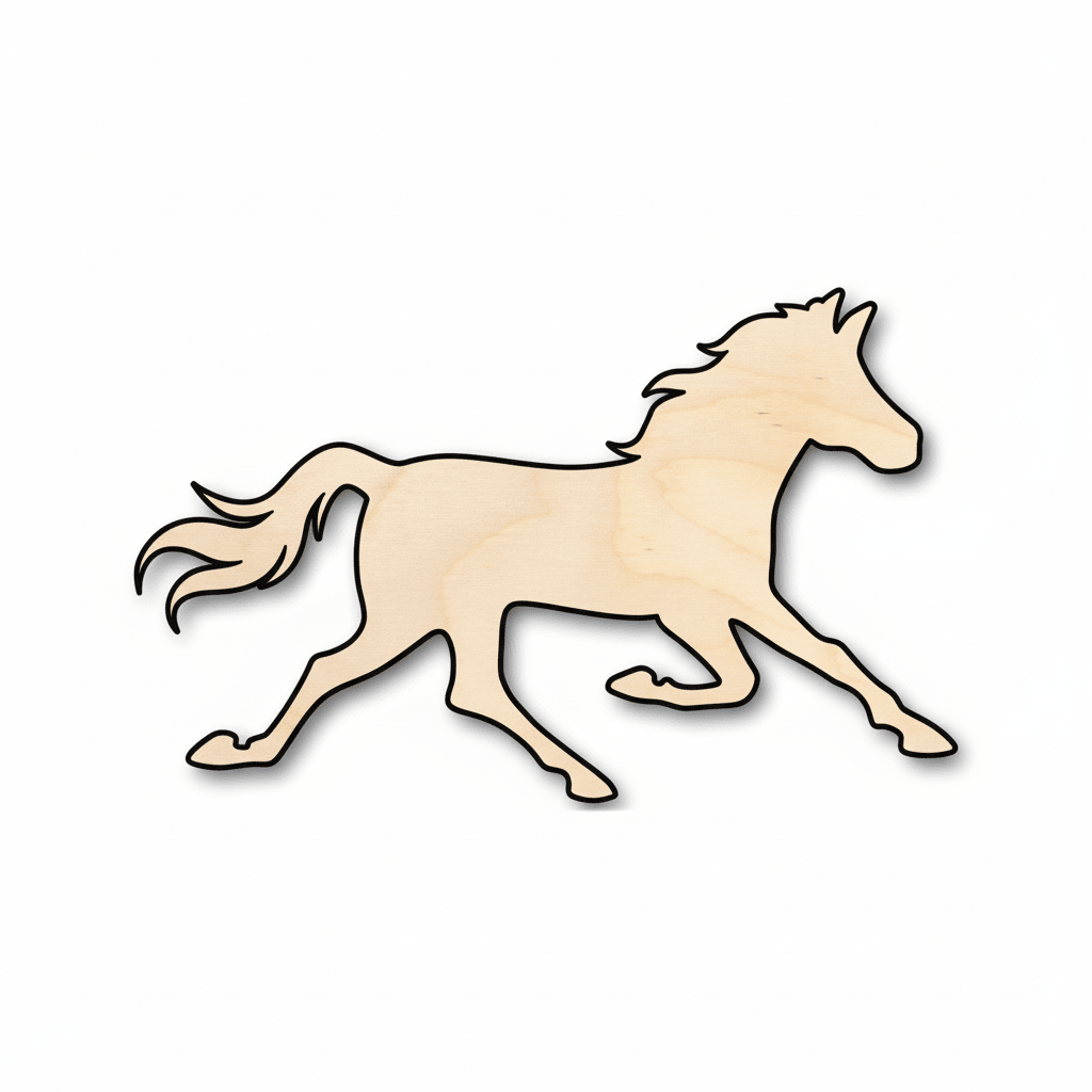 Wood Horse - Wild Horse Silhouette | DIY Wooden Craft Project 46" Blank Door Hanger Wooden Cutout Cut Outs - Unfinished - NameSigns.com