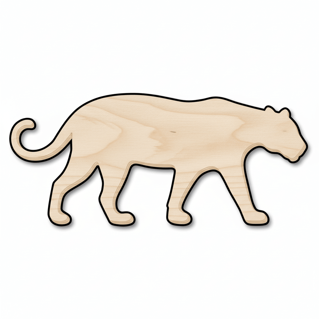 Wood Jaguar - DIY Wooden Wildlife Craft Cutout | 46" Birch Plywood Shape Blank Door Hanger Wooden Cutout Cut Outs - Unfinished - NameSigns.com