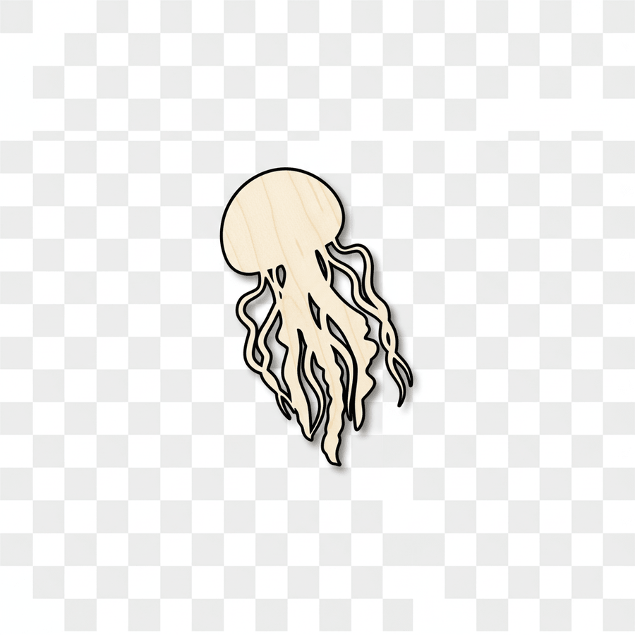 Wood Jellyfish – Baltic Birch Plywood DIY Craft Silhouette Up to 46" Blank Door Hanger Wooden Cutout Cut Outs - Unfinished - NameSigns.com
