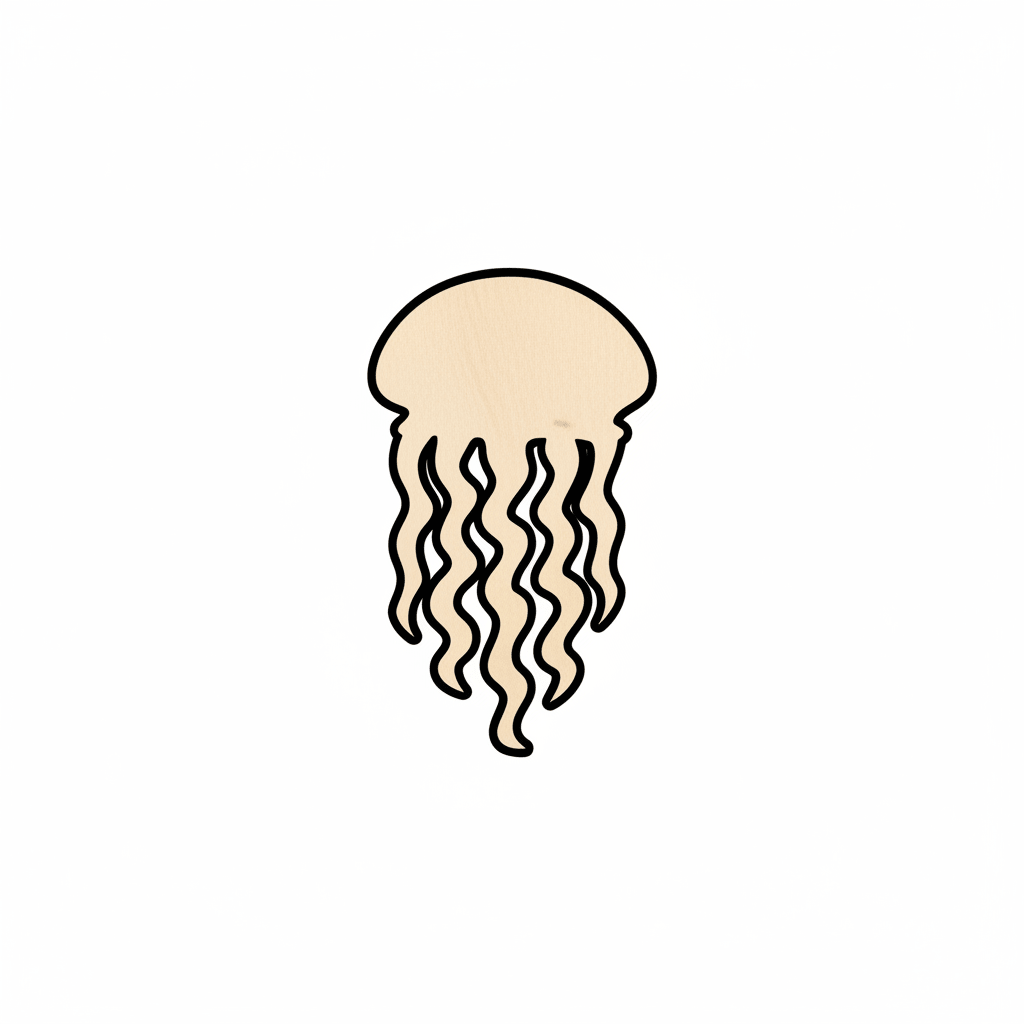 Wood Jellyfish - Laser Cut Birch Plywood Shapes | DIY Wooden Decor Blank Door Hanger Wooden Cutout Cut Outs - Unfinished - NameSigns.com