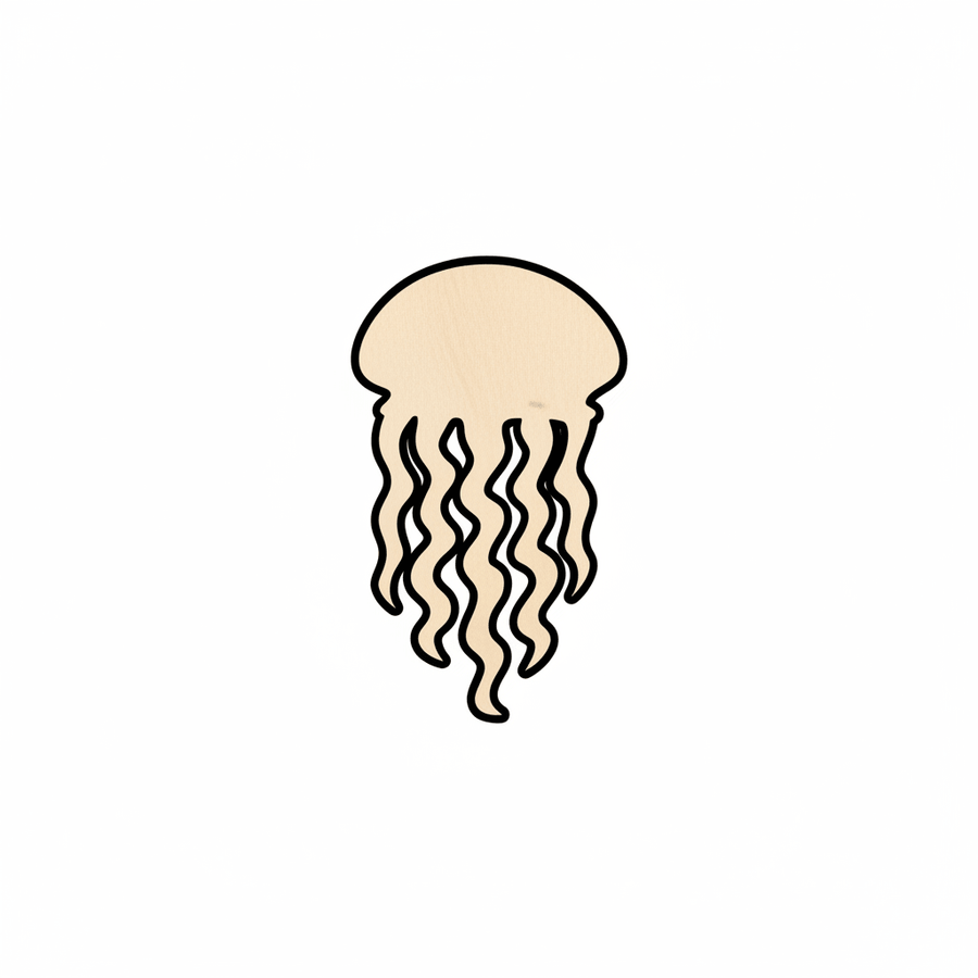 Wood Jellyfish - Laser Cut Birch Plywood Shapes | DIY Wooden Decor Blank Door Hanger Wooden Cutout Cut Outs - Unfinished - NameSigns.com
