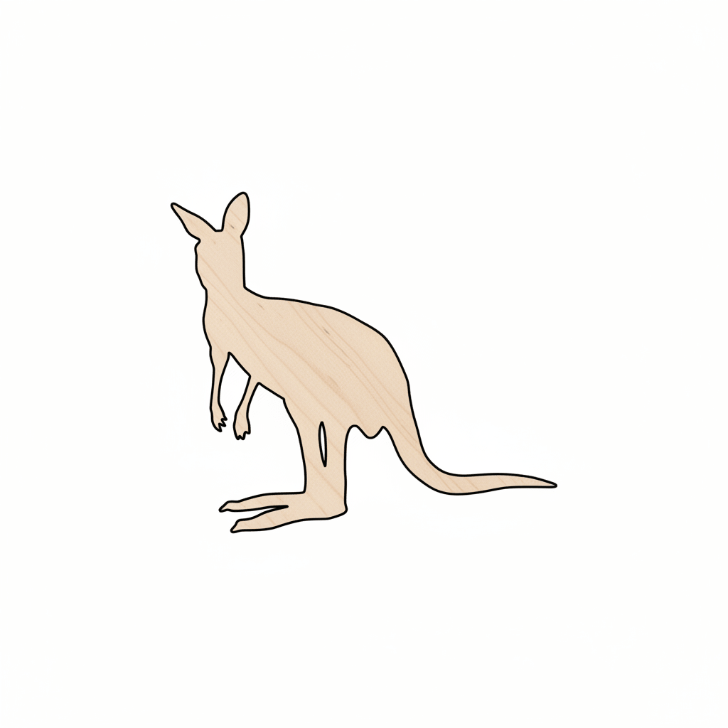 Wood Kangaroo | DIY Wood Silhouette Craft - Natural Decor Up to 46" Blank Door Hanger Wooden Cutout Cut Outs - Unfinished - NameSigns.com