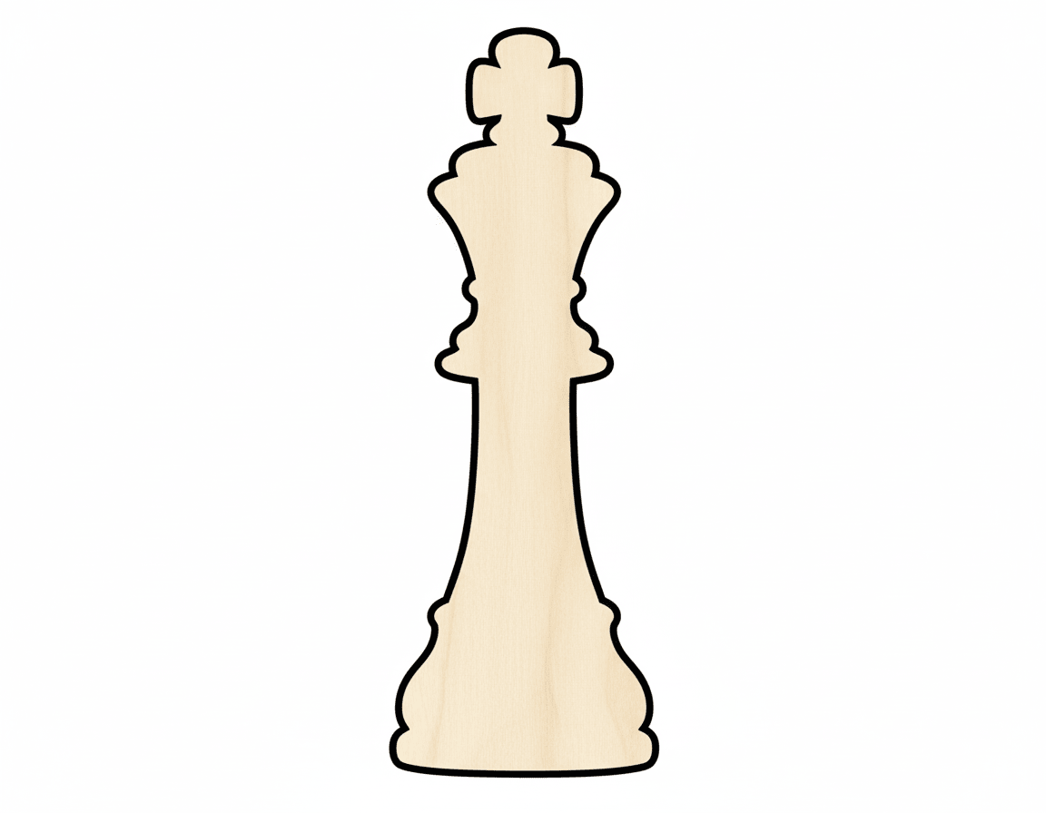 Wood King Chess Piece Shape DIY Craft Cutout Blank Door Hanger Wooden Cutout Cut Outs - Unfinished - NameSigns.com