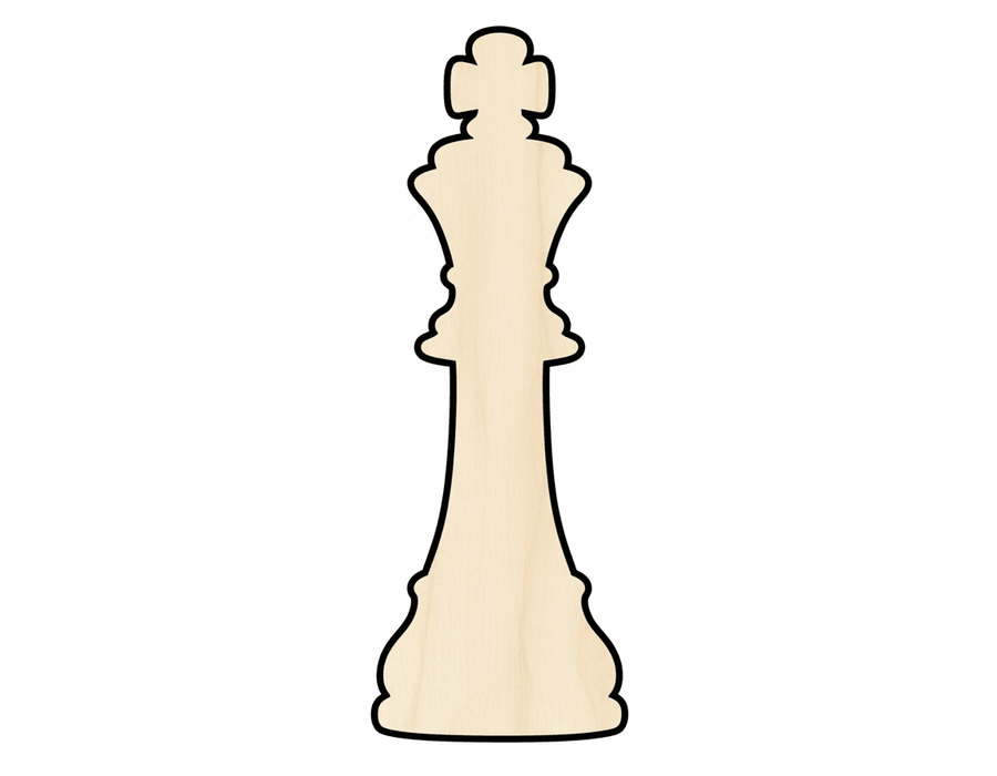 Wood King Chess Piece Shape DIY Craft Cutout Blank Door Hanger Wooden Cutout Cut Outs - Unfinished - NameSigns.com