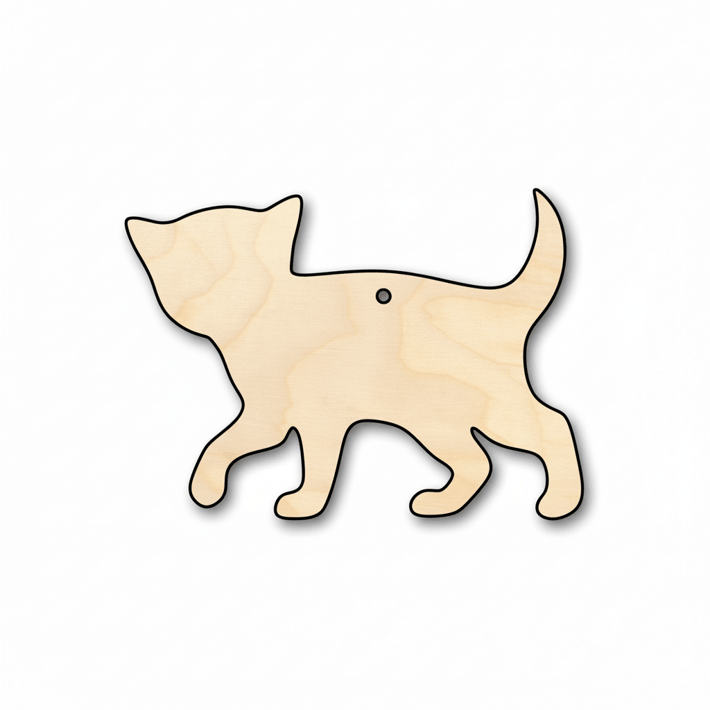 Wood Kitten - Baltic Birch Plywood DIY Animal Craft Kit | Natural Wood Shape Blank Door Hanger Wooden Cutout Cut Outs - Unfinished - NameSigns.com
