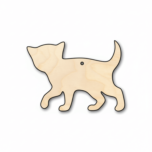 Wood Kitten - Baltic Birch Plywood DIY Animal Craft Kit | Natural Wood Shape Blank Door Hanger Wooden Cutout Cut Outs - Unfinished - NameSigns.com