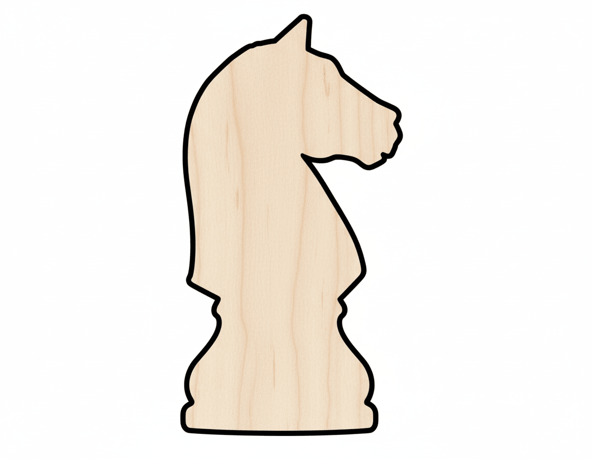 Wood Knight Chess Piece Shape DIY Craft Cutout Blank Door Hanger Wooden Cutout Cut Outs - Unfinished - NameSigns.com