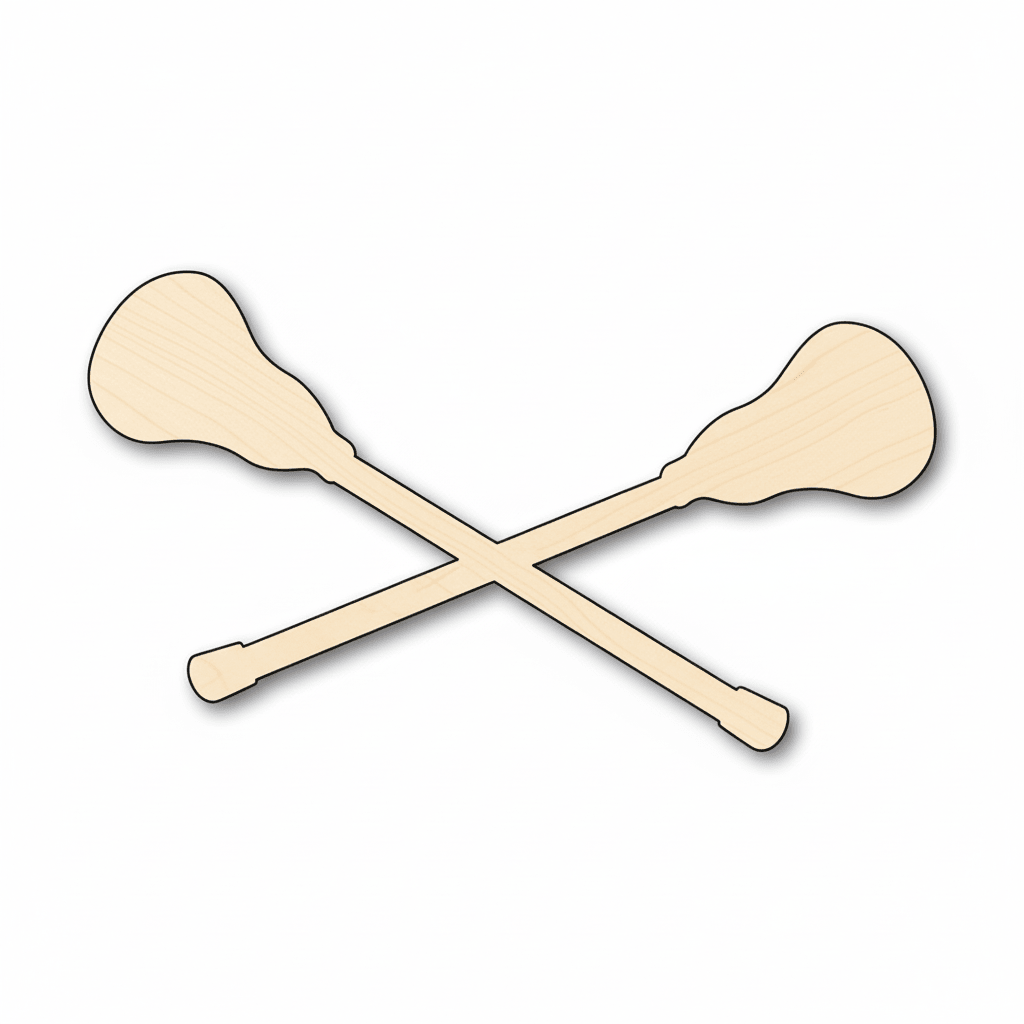 Wood Lacrosse Stick Cross Shape - Craft - Blank Door Hanger Wooden Cutout Cut Outs - Unfinished - NameSigns.com