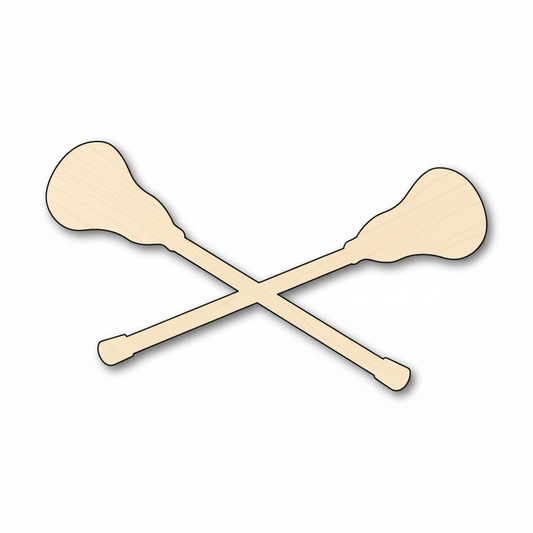 Wood Lacrosse Stick Cross Shape - Craft - Blank Door Hanger Wooden Cutout Cut Outs - Unfinished - NameSigns.com