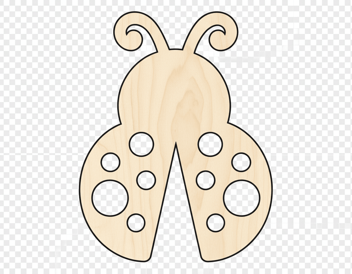 Wood Ladybug | Baltic Birch Plywood Craft Shapes - Handmade Wooden Cutouts Blank Door Hanger Wooden Cutout Cut Outs - Unfinished - NameSigns.com