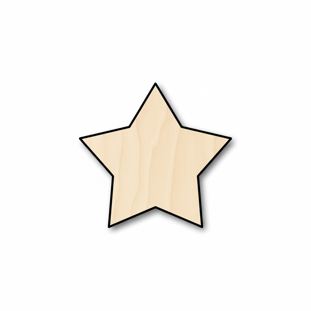Wood Large Fat Star Shape - Craft - Blank Door Hanger Wooden Cutout Cut Outs - Unfinished - NameSigns.com