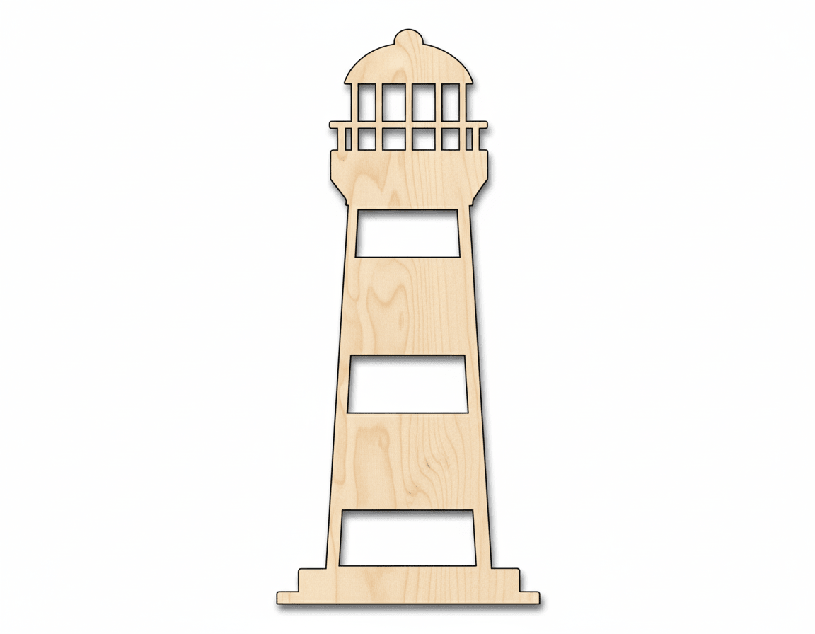 Wood Lighthouse – Custom Baltic Birch Plywood Cutout | Paintable Wood Shape Blank Door Hanger Wooden Cutout Cut Outs - Unfinished - NameSigns.com