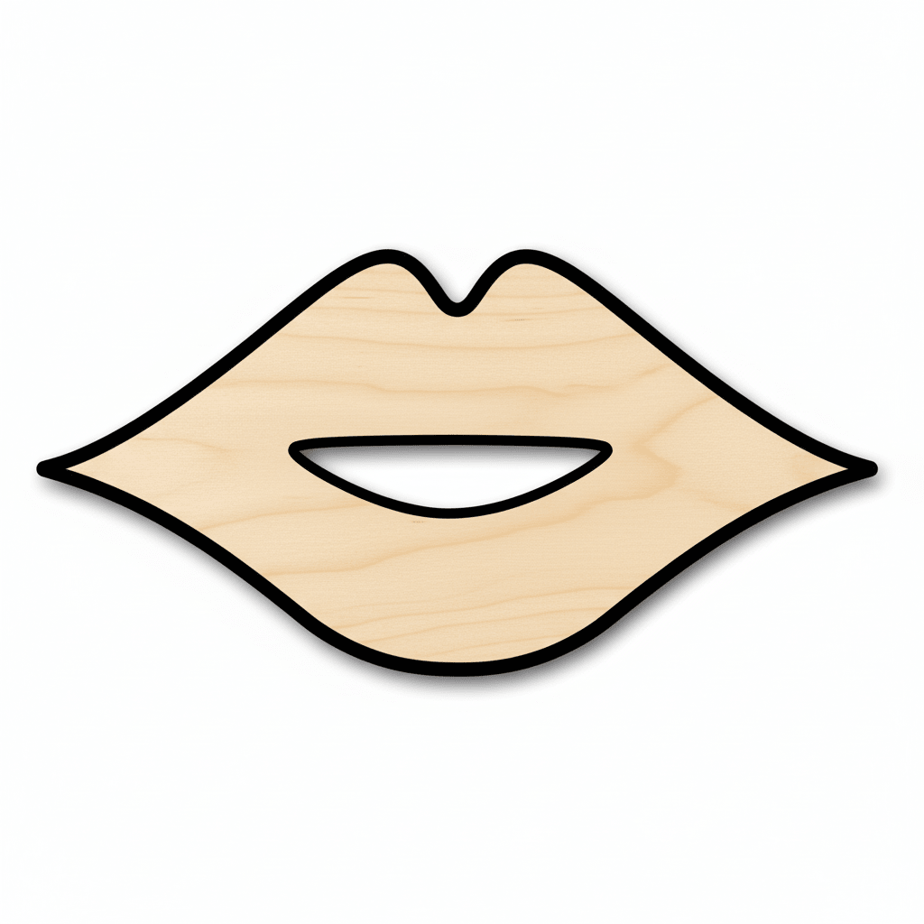 Wood Lips – Baltic Birch Plywood Sanded Craft Wood Shapes for DIY Blank Door Hanger Wooden Cutout Cut Outs - Unfinished - NameSigns.com