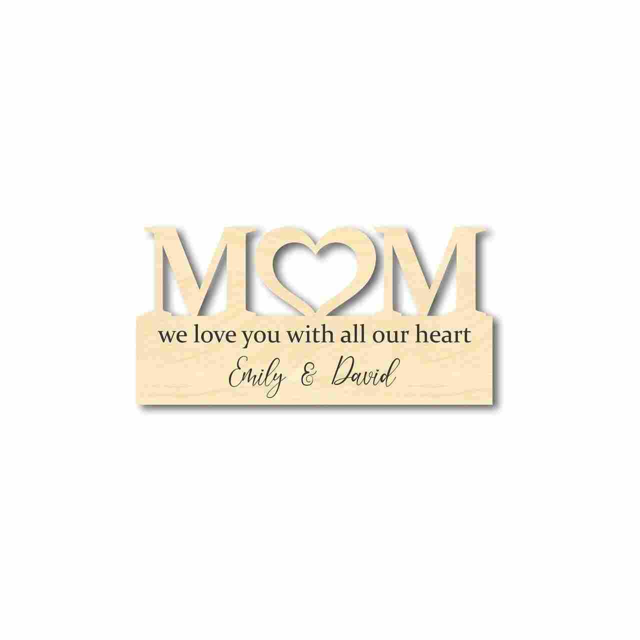 Wood Love Mother's Day Gift Customizable Cutout Finished or Unfinished up to 48" Wide - Home Decor DIY - NameSigns.com