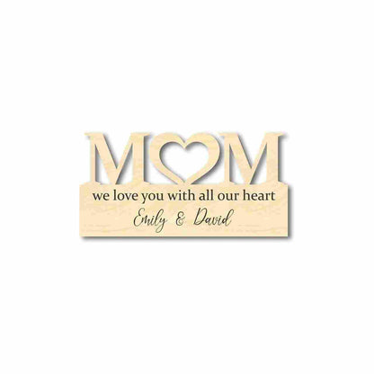 Wood Love Mother's Day Gift Customizable Cutout Finished or Unfinished up to 48" Wide - Home Decor DIY - NameSigns.com