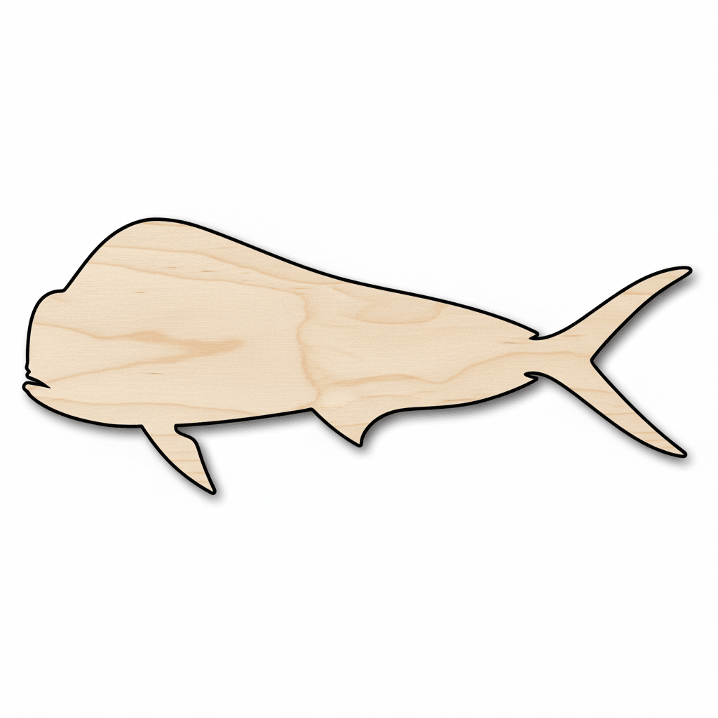 Wood Mahi Fish - Natural Wood Silhouette | Sand Finished Handmade Decor Blank Door Hanger Wooden Cutout Cut Outs - Unfinished - NameSigns.com