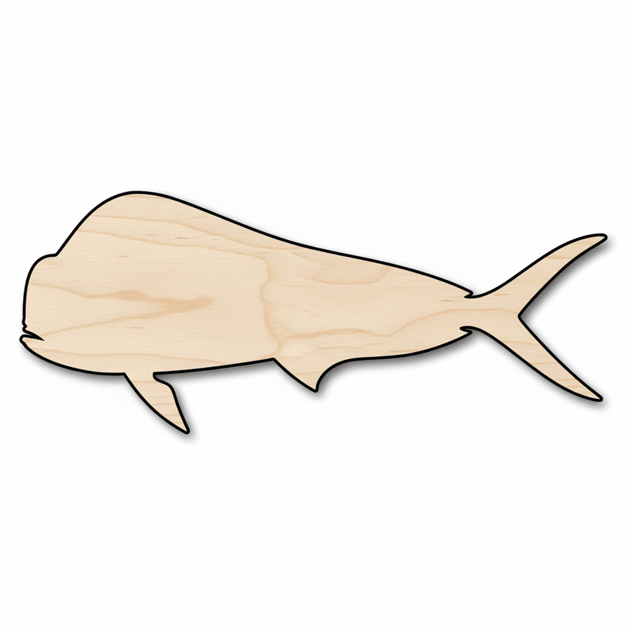 Wood Mahi Fish - Natural Wood Silhouette | Sand Finished Handmade Decor Blank Door Hanger Wooden Cutout Cut Outs - Unfinished - NameSigns.com