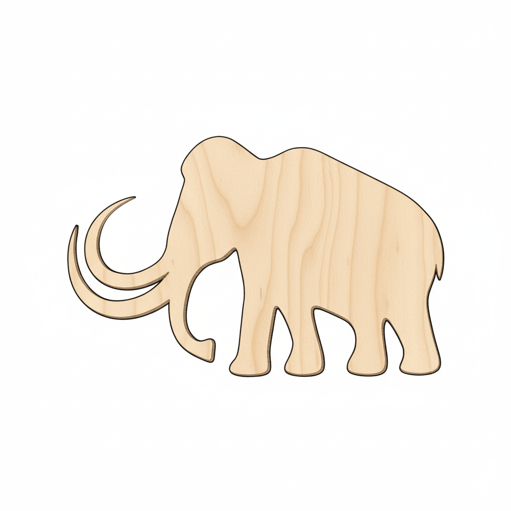 Wood Mammoth - DIY Wooden Mammoth Cutout | Prehistoric Animal Silhouette Blank Door Hanger Wooden Cutout Cut Outs - Unfinished - NameSigns.com