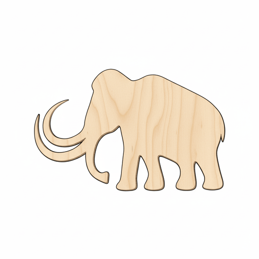 Wood Mammoth - DIY Wooden Mammoth Cutout | Prehistoric Animal Silhouette Blank Door Hanger Wooden Cutout Cut Outs - Unfinished - NameSigns.com