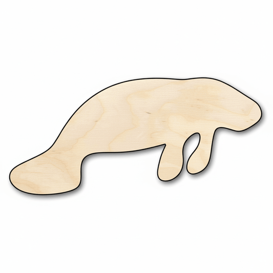Wood Manatee - Baltic Birch Plywood Wooden Animal Cutout for DIY Ocean Decor Blank Door Hanger Wooden Cutout Cut Outs - Unfinished - NameSigns.com