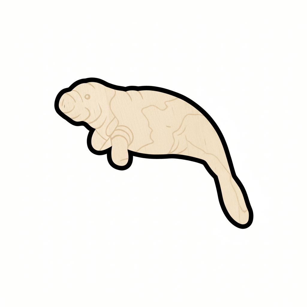 Wood Manatee | Birch Plywood Cutout Up to 46" for DIY Wood Projects Blank Door Hanger Wooden Cutout Cut Outs - Unfinished - NameSigns.com