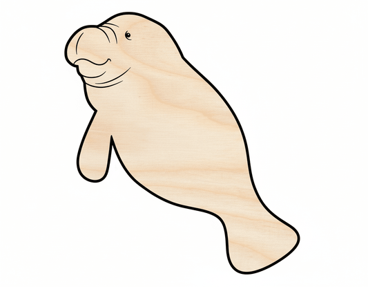 Wood Manatee | DIY Wooden Animal Shapes - Ocean Craft Supplies Blank Door Hanger Wooden Cutout Cut Outs - Unfinished - NameSigns.com