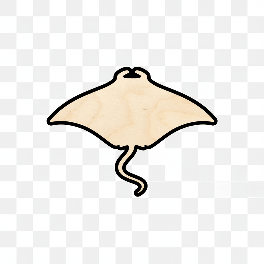 Wood Manta Ray | DIY Wooden Sea Ray Craft Up to 46" Natural Shape Blank Door Hanger Wooden Cutout Cut Outs - Unfinished - NameSigns.com