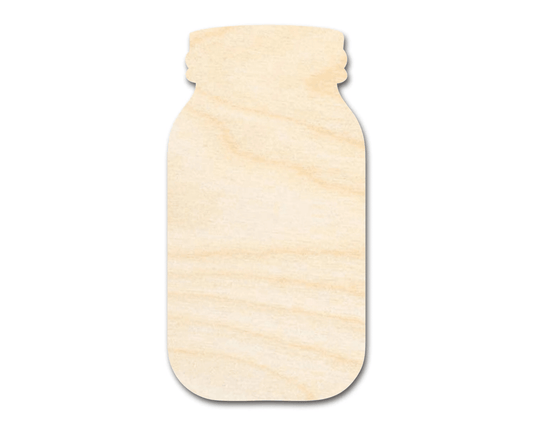 Wood Mason Jar | Large Wooden Cutout for DIY Craft Shapes & Decor Blank Door Hanger Wooden Cutout Cut Outs - Unfinished - NameSigns.com