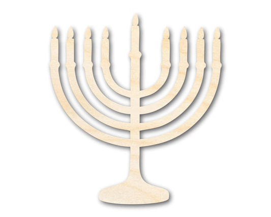 Wood Menorah Shape Craft Cutout Chanukah Blank Door Hanger Wooden Cutout Cut Outs - Unfinished - NameSigns.com