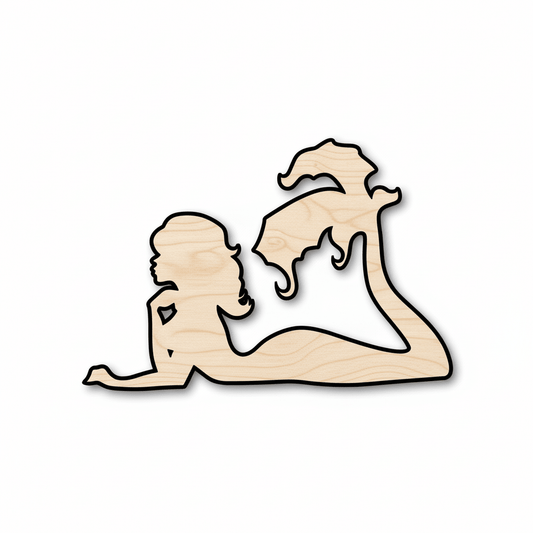 Wood Mermaid | Baltic Birch Plywood Laser Cut Wood Craft Shapes Blank Door Hanger Wooden Cutout Cut Outs - Unfinished - NameSigns.com