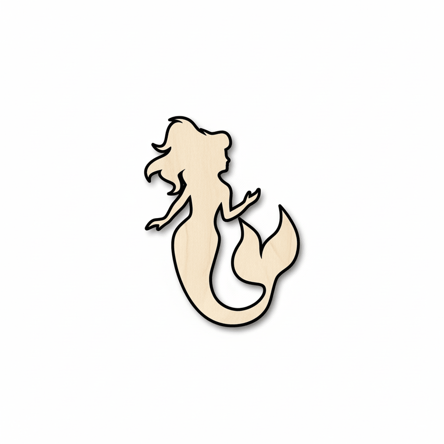 Wood Mermaid | Baltic Birch Plywood Ocean Theme Craft Wood Shapes Blank Door Hanger Wooden Cutout Cut Outs - Unfinished - NameSigns.com