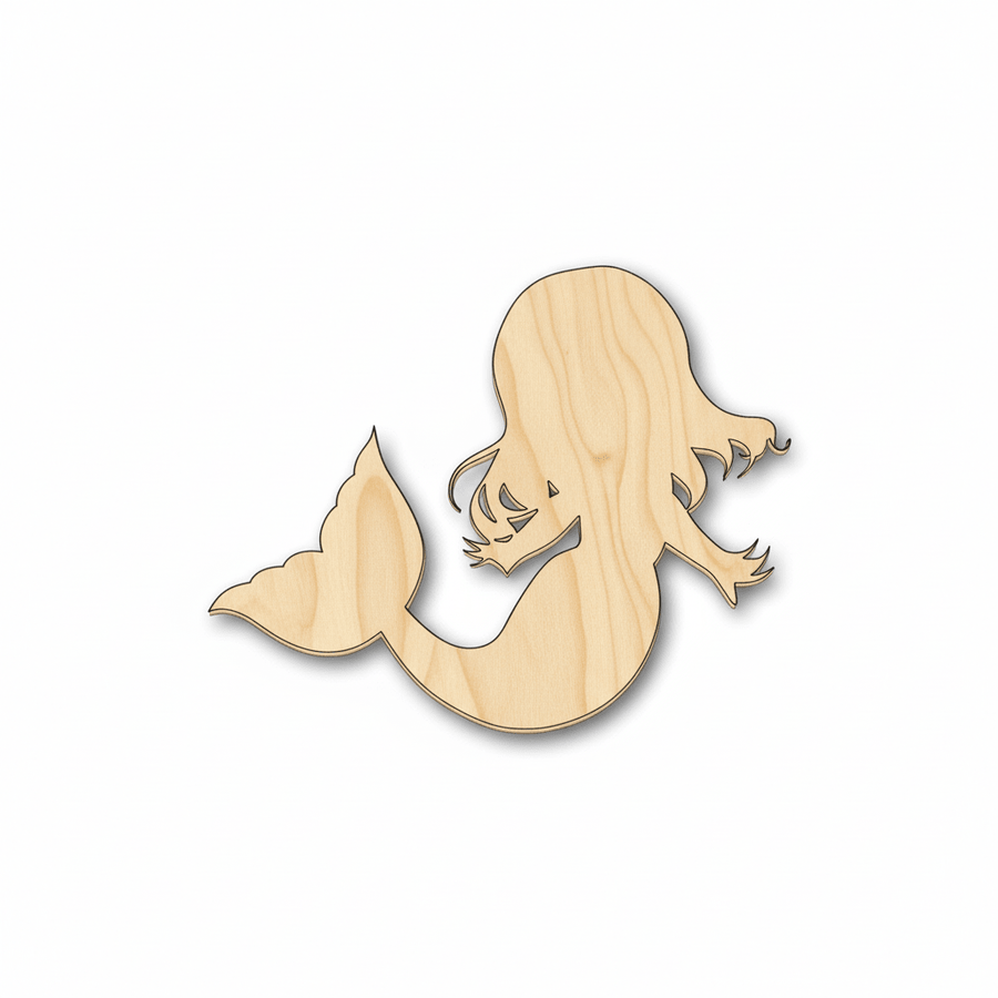 Wood Mermaid - Birch Plywood Cutouts | Kids Craft Projects & DIY Shapes Blank Door Hanger Wooden Cutout Cut Outs - Unfinished - NameSigns.com