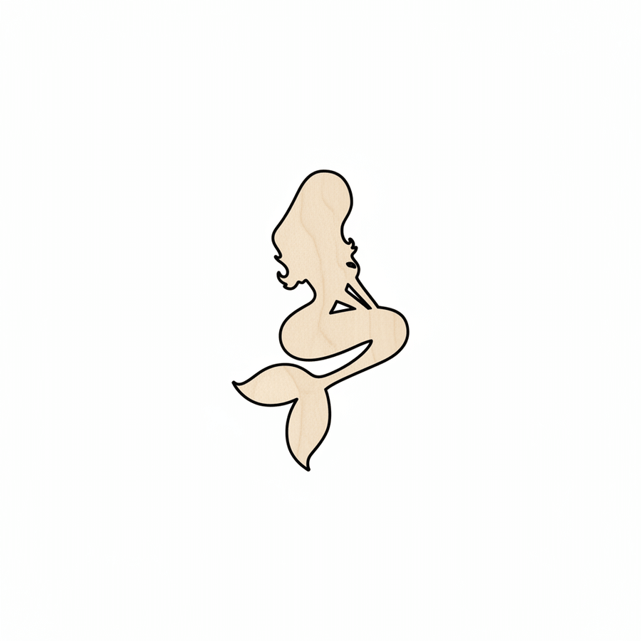 Wood Mermaid | Birch Plywood Shapes – DIY Wooden Silhouette 46" Blank Door Hanger Wooden Cutout Cut Outs - Unfinished - NameSigns.com