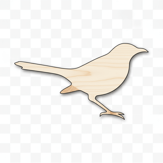 Wood Mockingbird - Laser Cut Baltic Birch Plywood Bird Silhouette Decor Blank Door Hanger Wooden Cutout Cut Outs - Unfinished - NameSigns.com
