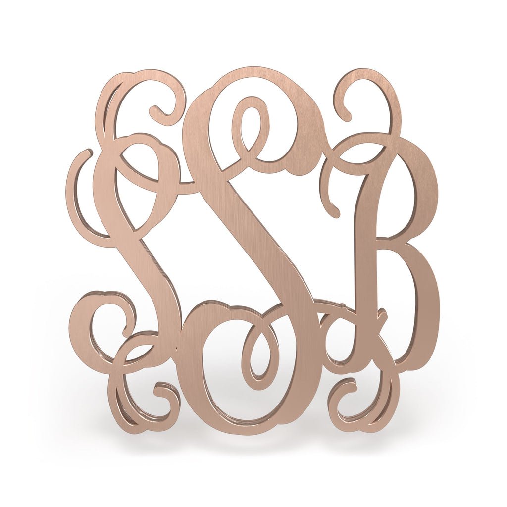Wood Monogram Sign – Custom 3 - Letter Vine Font Classic Personalized Wooden Wall Decor - NameSigns.com
