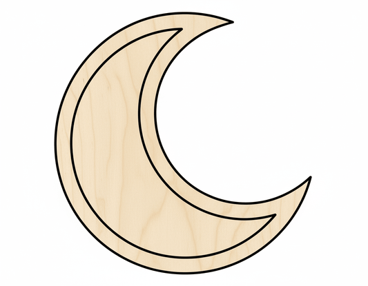 Wood Moon Outline Shape DIY Craft Cutout Blank Door Hanger Wooden Cutout Cut Outs - Unfinished - NameSigns.com