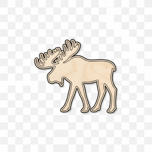 Wood Moose - Birch Plywood Shapes Up to 46" | DIY Wooden Animals Craft Project Blank Door Hanger Wooden Cutout Cut Outs - Unfinished - NameSigns.com