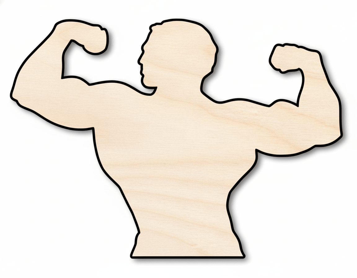 Wood Muscle Man Shape DIY Craft Cutout Blank Door Hanger Wooden Cutout Cut Outs - Unfinished - NameSigns.com